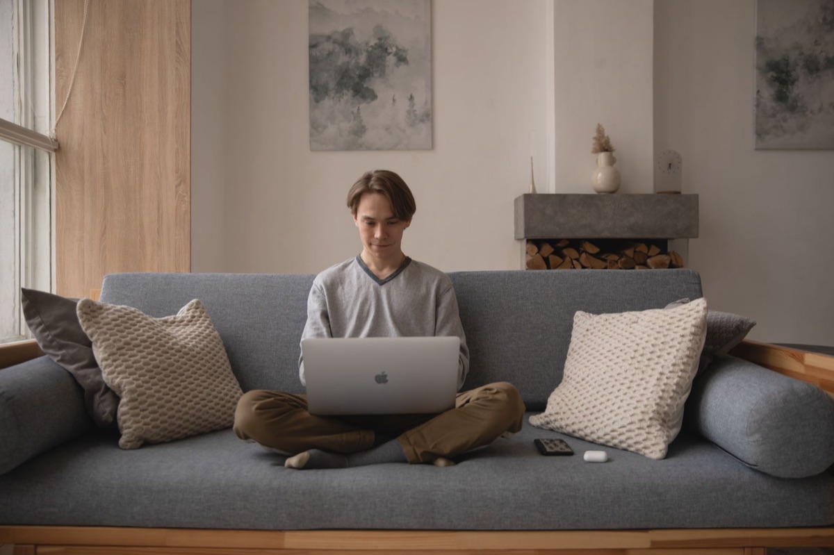 Wireless router in living room with multiple devices connected