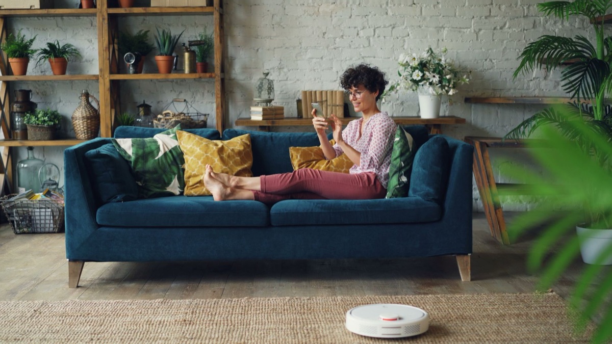Smart thermostat in living room