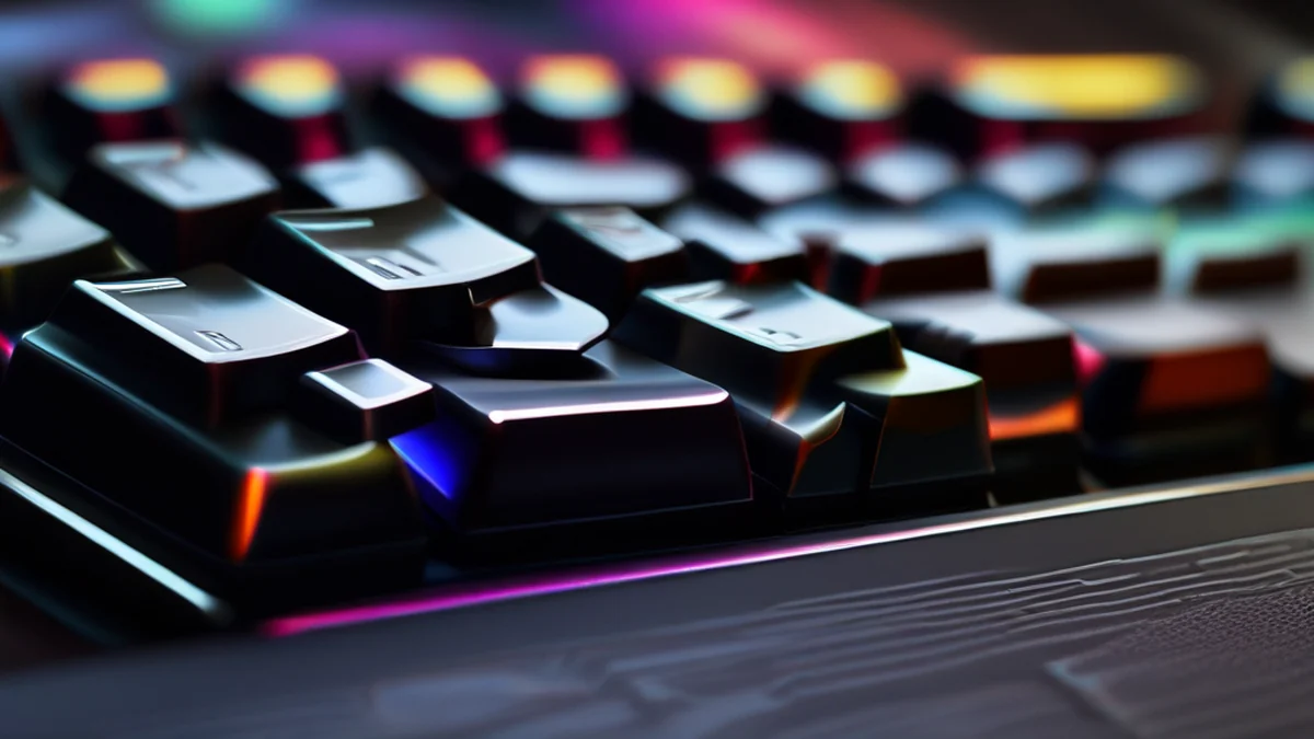 Clavier gaming mécanique RGB avec plusieurs touches et éclairage personnalisable.