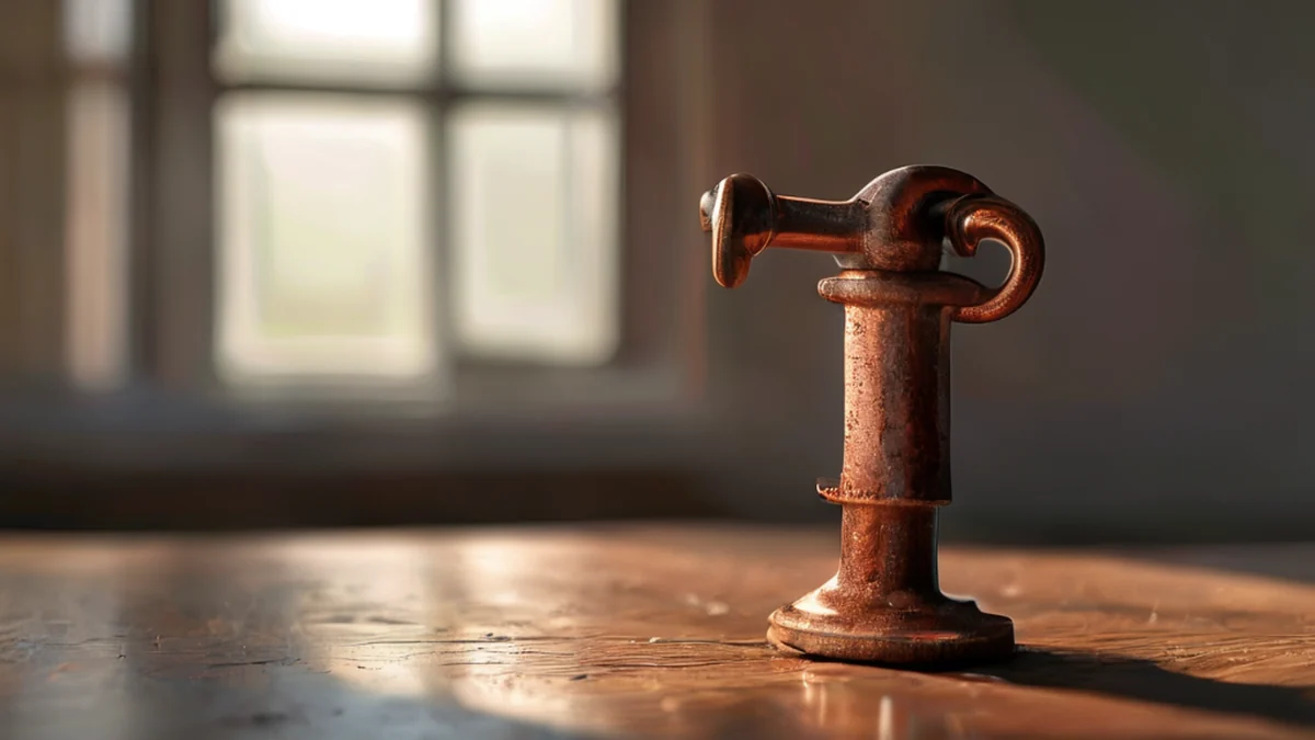Koper spigot met gefiletteerde eind, gebruikt voor waterverbinding.