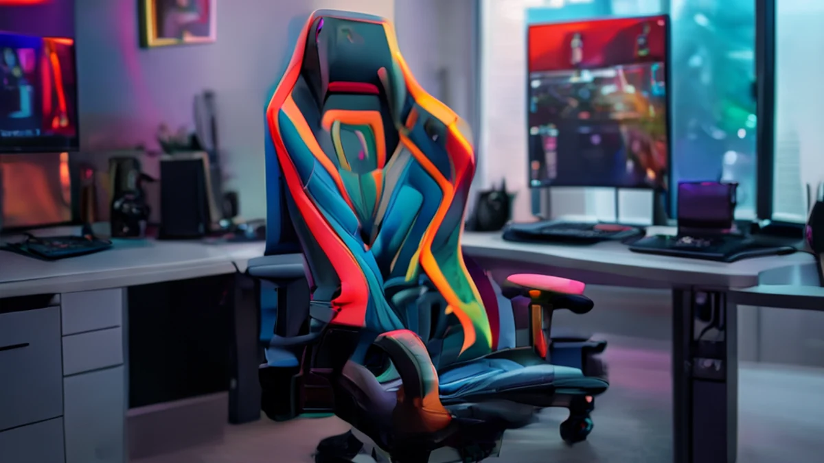 Chaise de jeu et bureau, design moderne, ergonomique, siège confortable, espace de travail