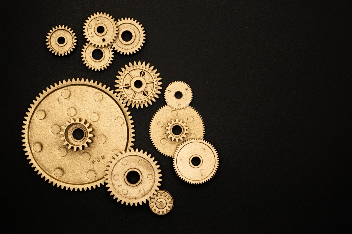 Enigma machine gears and paper rolls